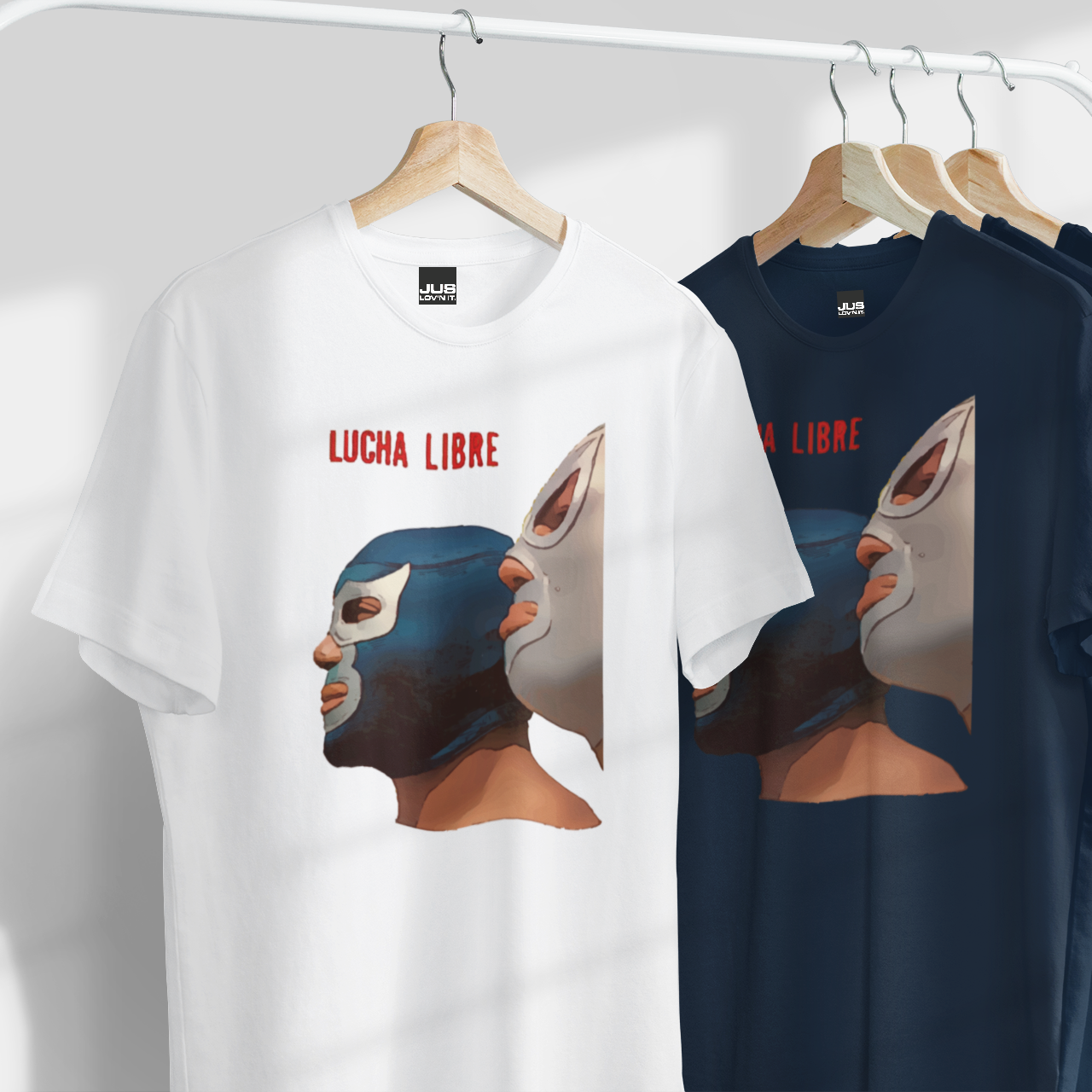 War of the Masks Unisex Classic Tee - El Santo Blue Demon Mexican Wrestler Lucha Libre T-Shirt